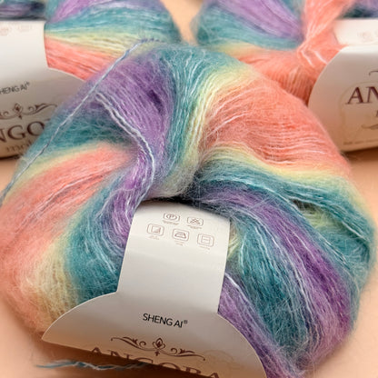 Pastel Rainbow Angora Mohair Yarn – 5x 25g Skeins 125g