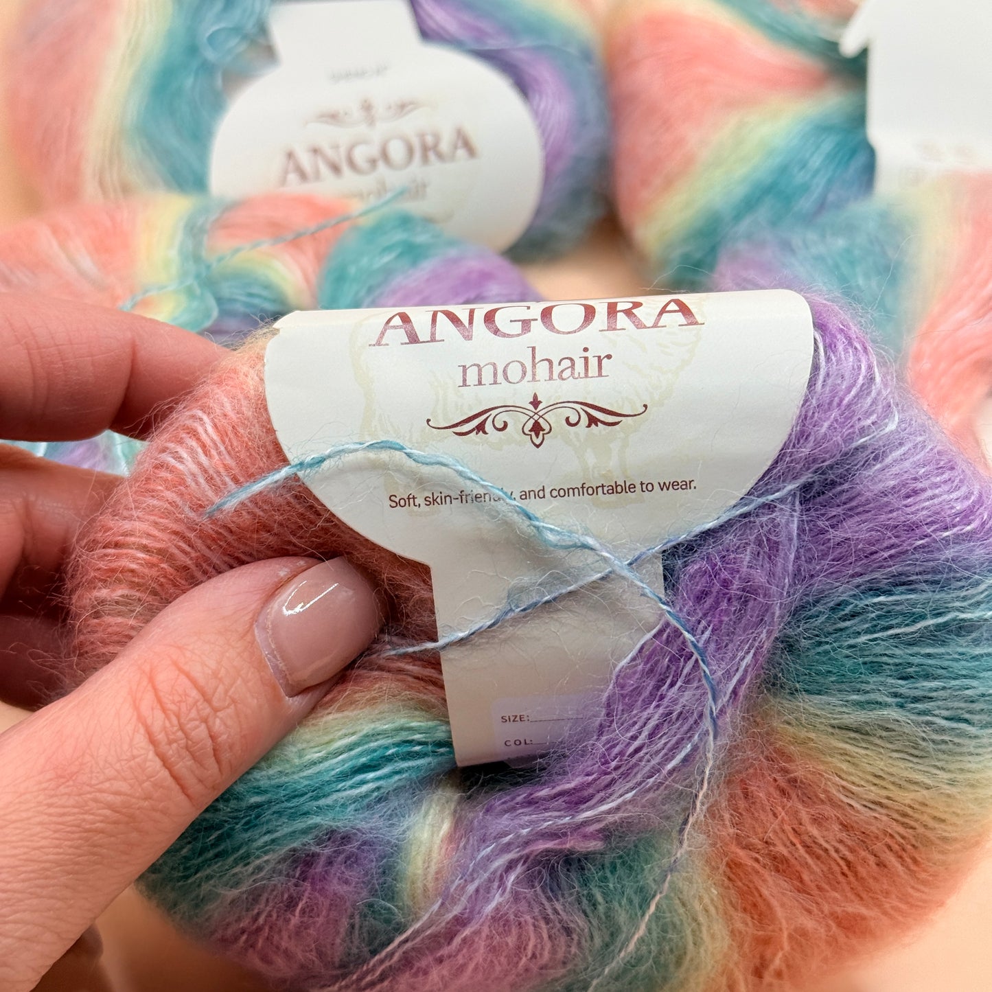 Pastel Rainbow Angora Mohair Yarn – 5x 25g Skeins 125g