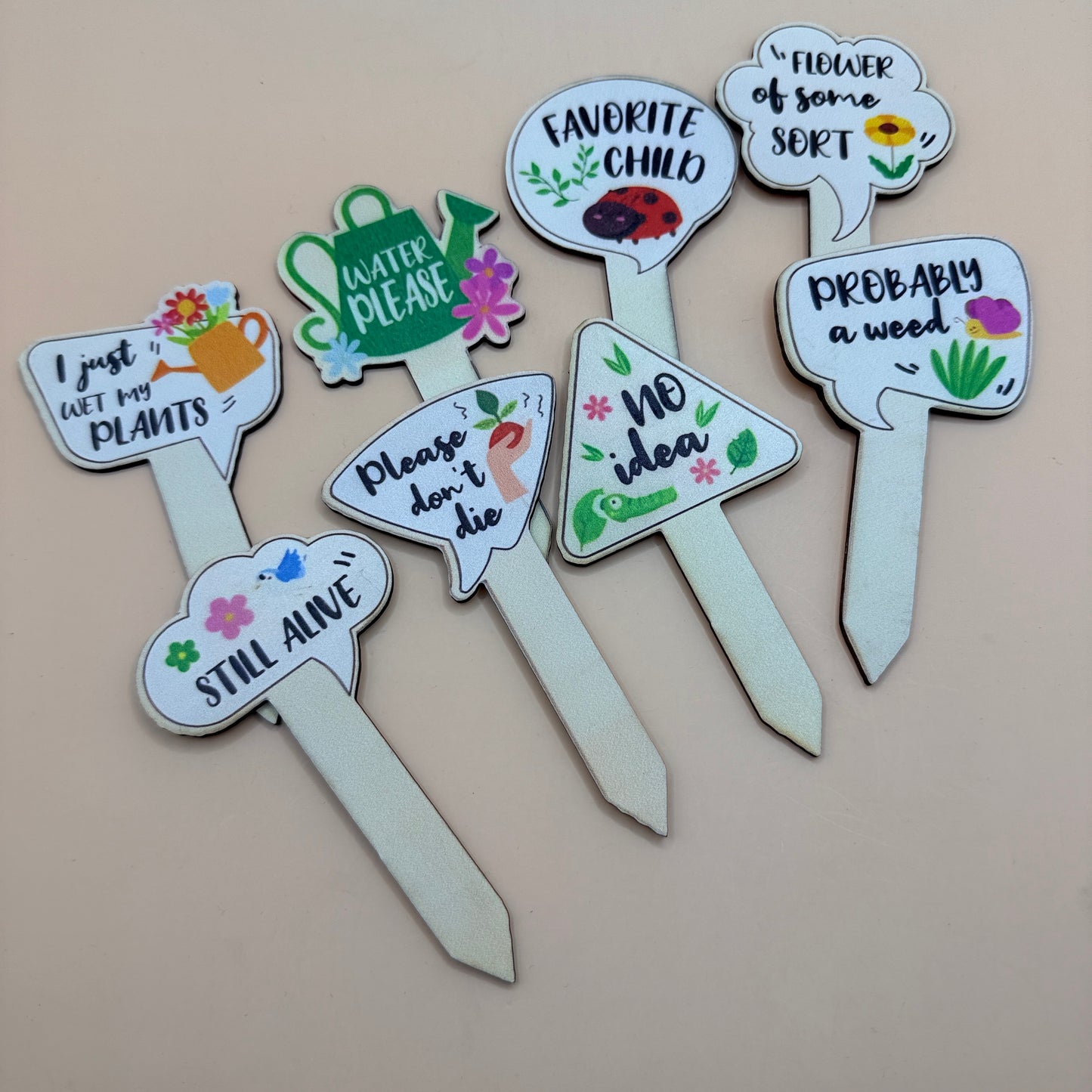 8x Funny Acrylic Plant Markers Set
