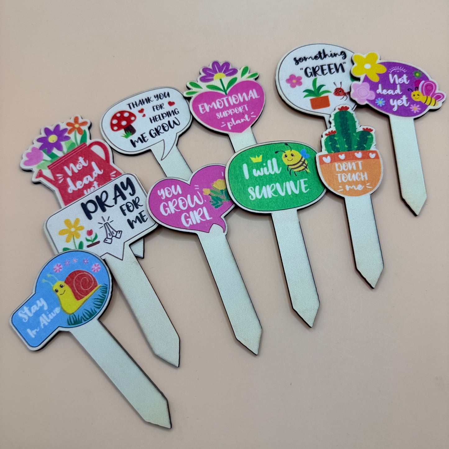 10x Funny Acrylic Plant Markers Set