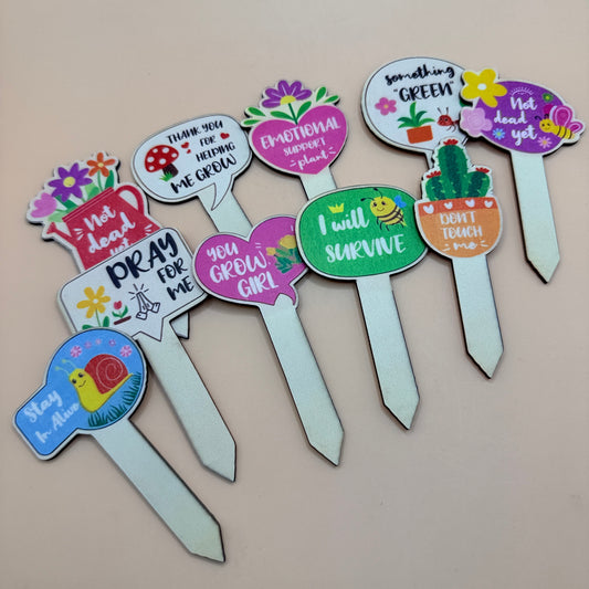 10x Funny Acrylic Plant Markers Set