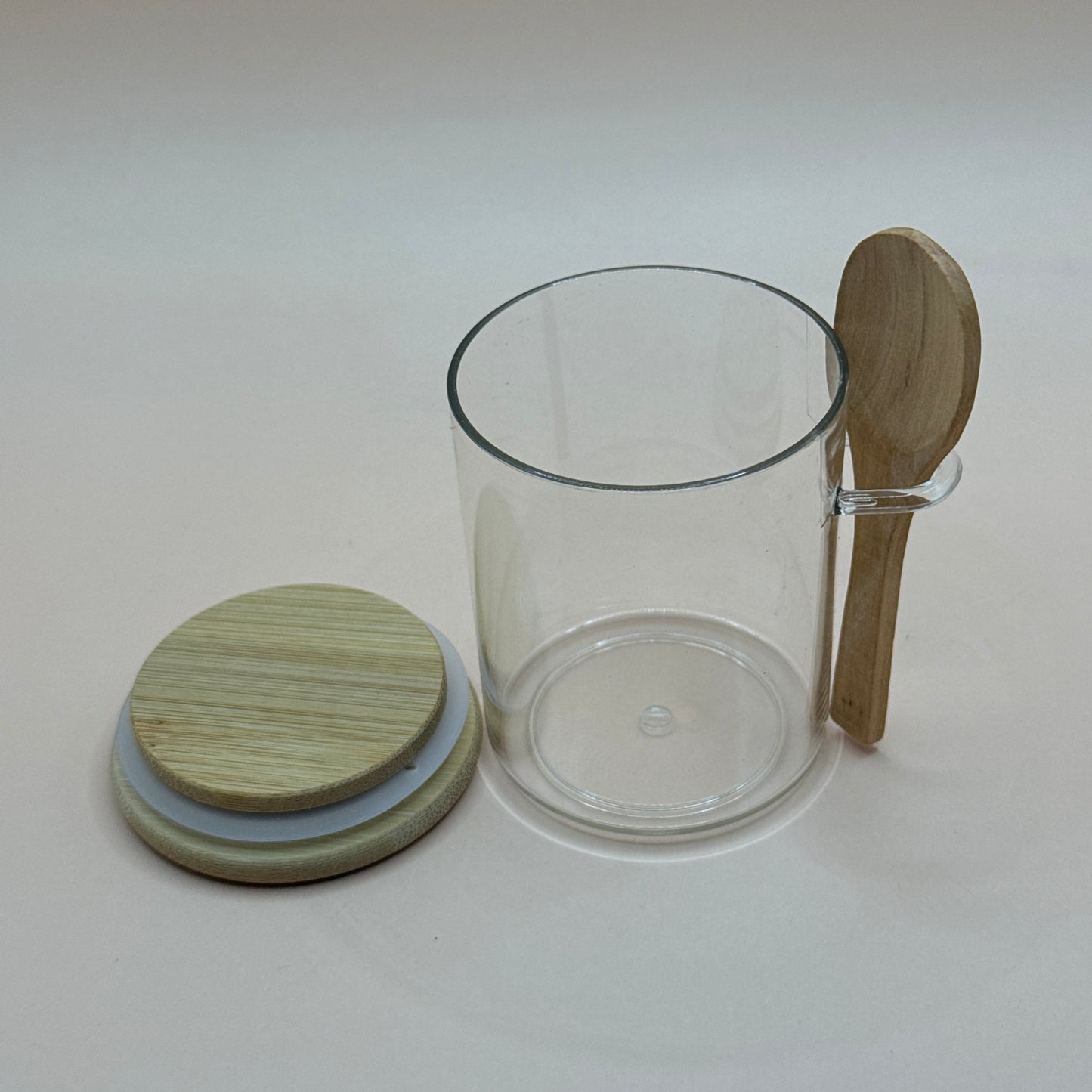 Clear Plastic Storage Jar with Bamboo Lid & Wooden Spoon