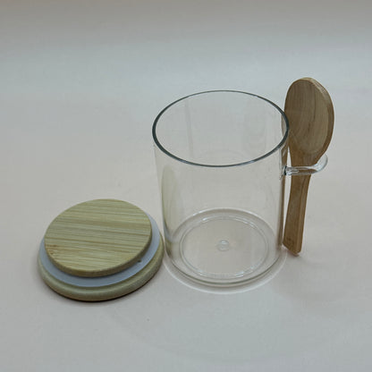 Clear Plastic Storage Jar with Bamboo Lid & Wooden Spoon