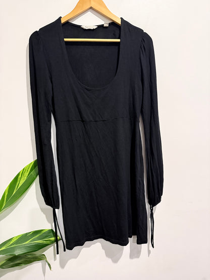 Ripe Maternity Black Scoop Necked Long-sleeved Mini Dress Size M