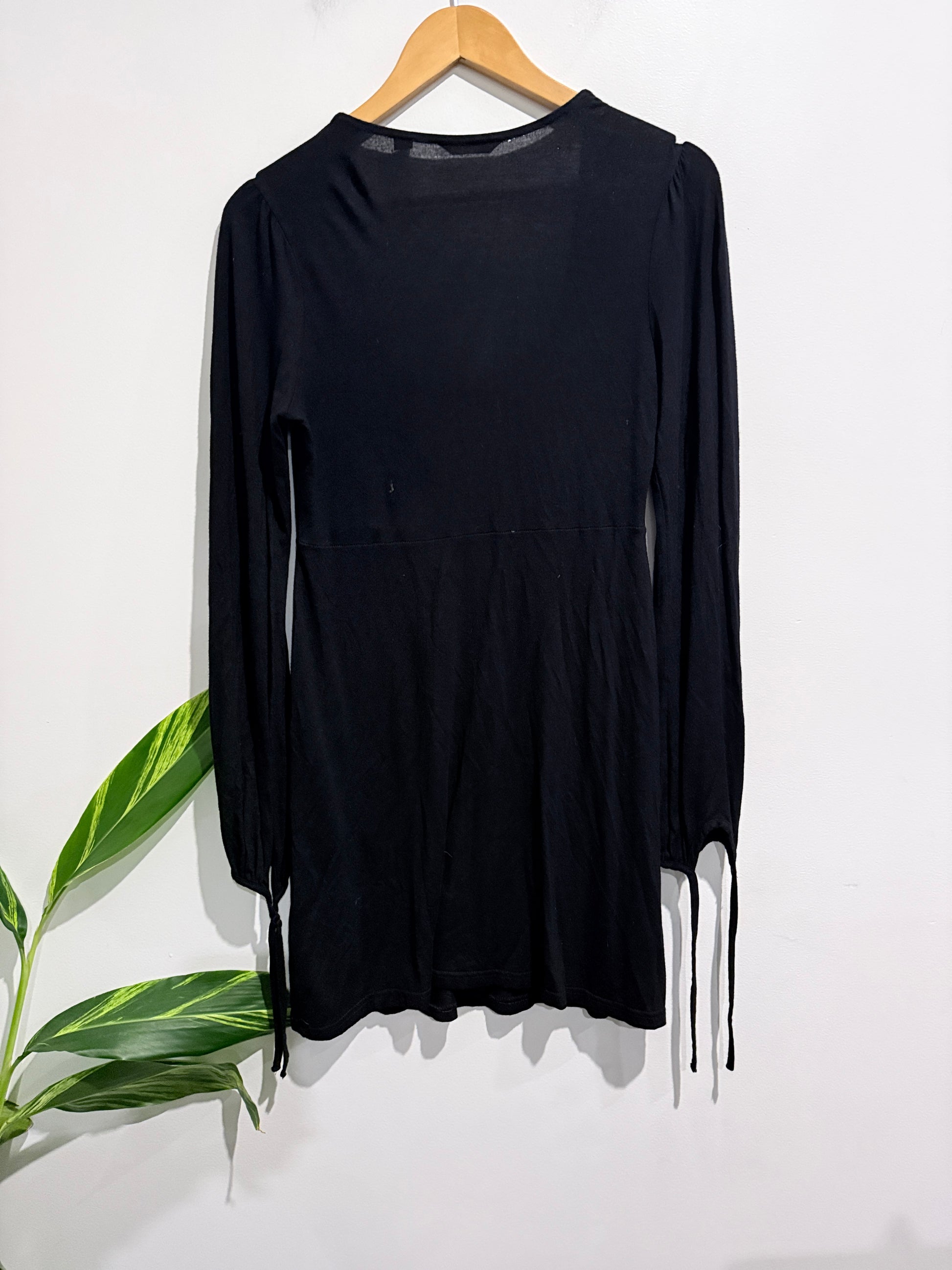 Ripe Maternity Black Scoop Necked Long-sleeved Mini Dress Size M