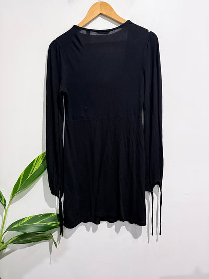 Ripe Maternity Black Scoop Necked Long-sleeved Mini Dress Size M