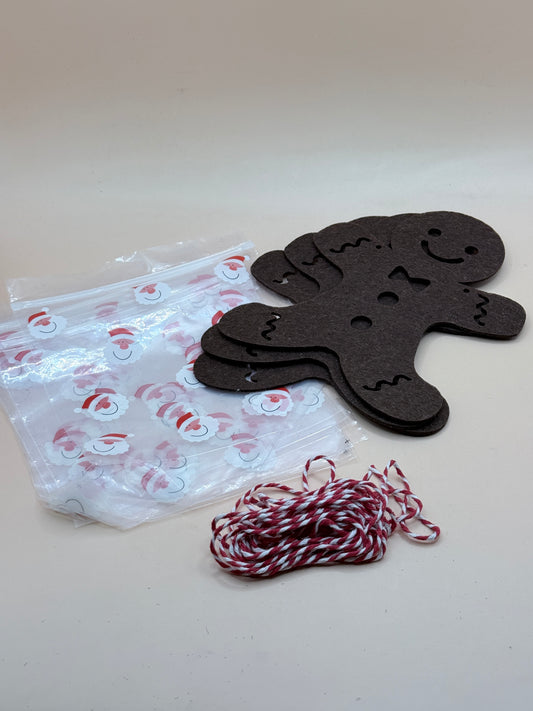 Gingerbread Felt Treat Bag Kit With Twine & Santa Bags
