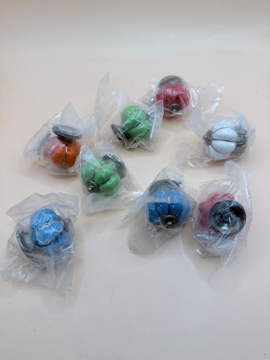Set Of 7 Ceramic Pumpkin Cabinet Knobs Drawer Pull Handles
