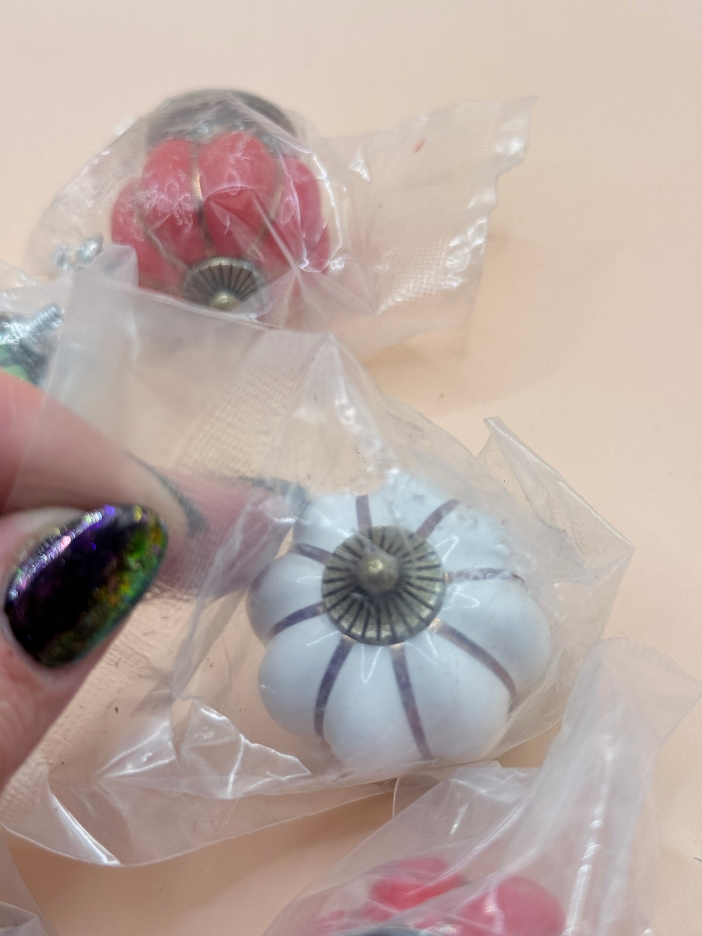 Set Of 7 Ceramic Pumpkin Cabinet Knobs Drawer Pull Handles