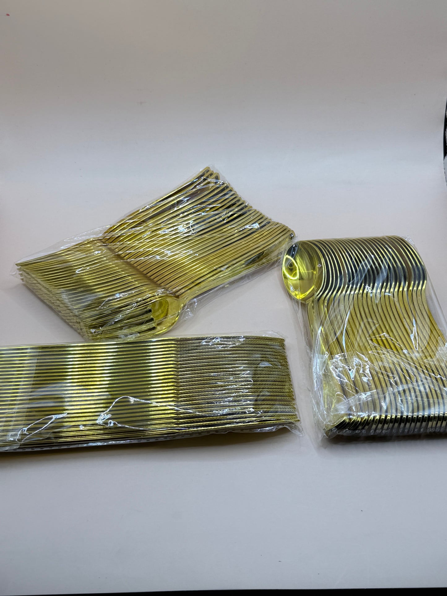 Gold Look Plastic Cutlery Set – Bulk Pack