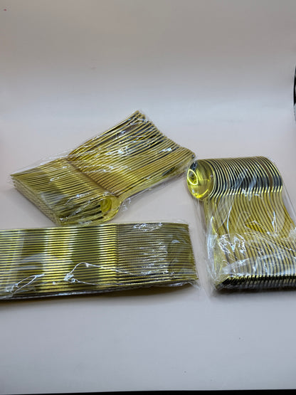 Gold Look Plastic Cutlery Set – Bulk Pack