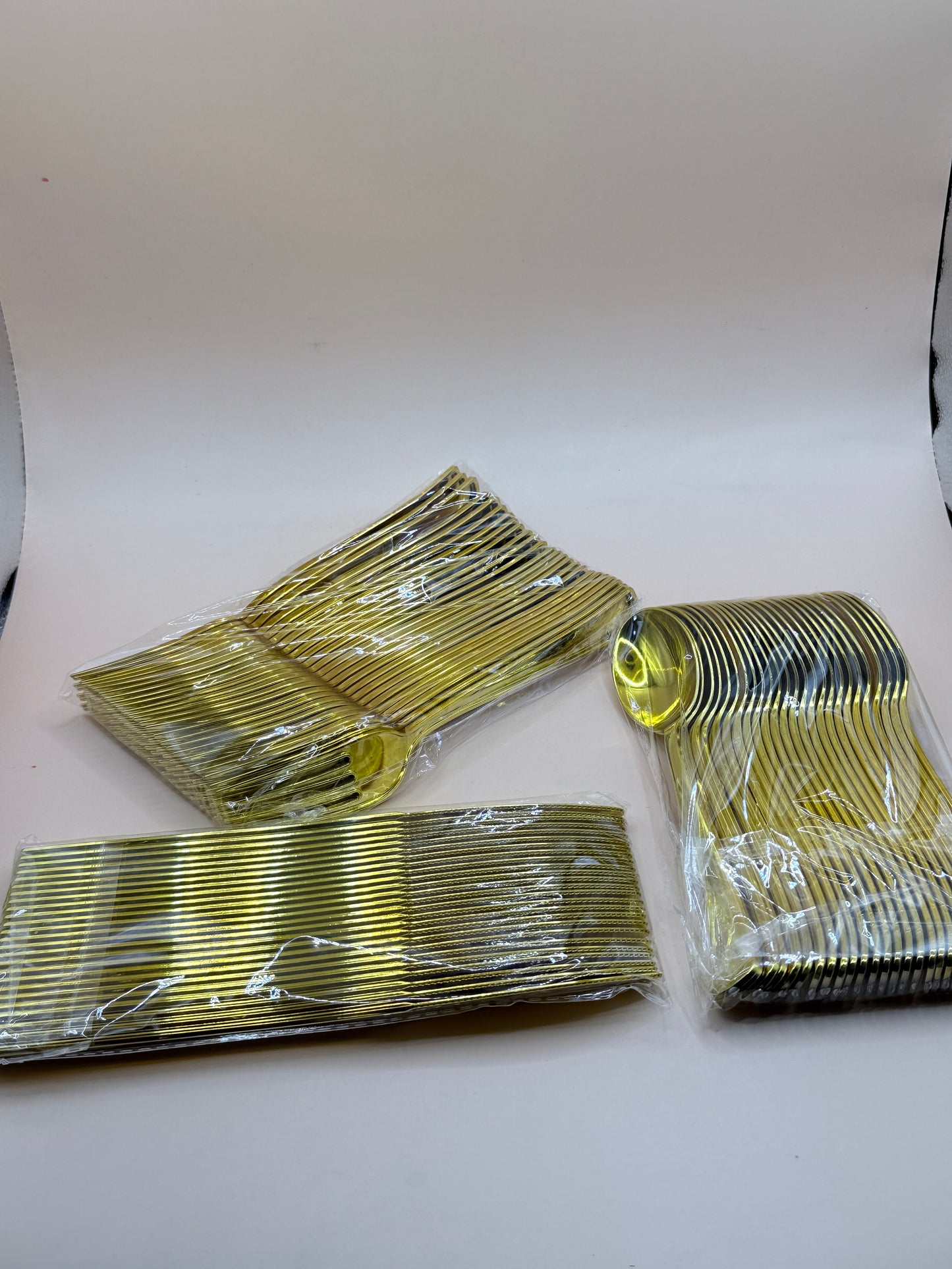 Gold Look Plastic Cutlery Set – Bulk Pack