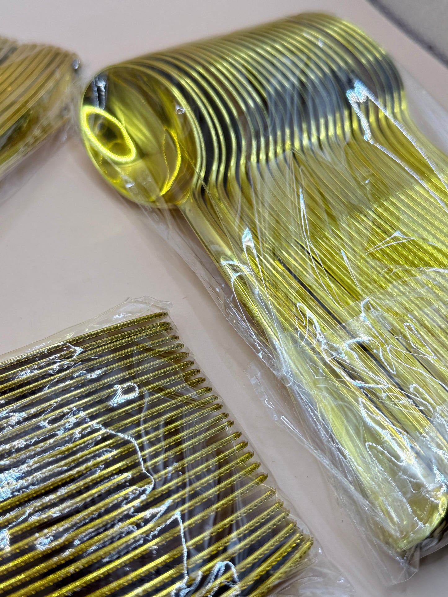 Gold Look Plastic Cutlery Set – Bulk Pack
