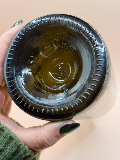 Large Olive Green Glass Wine Bottle / Decorative Vase