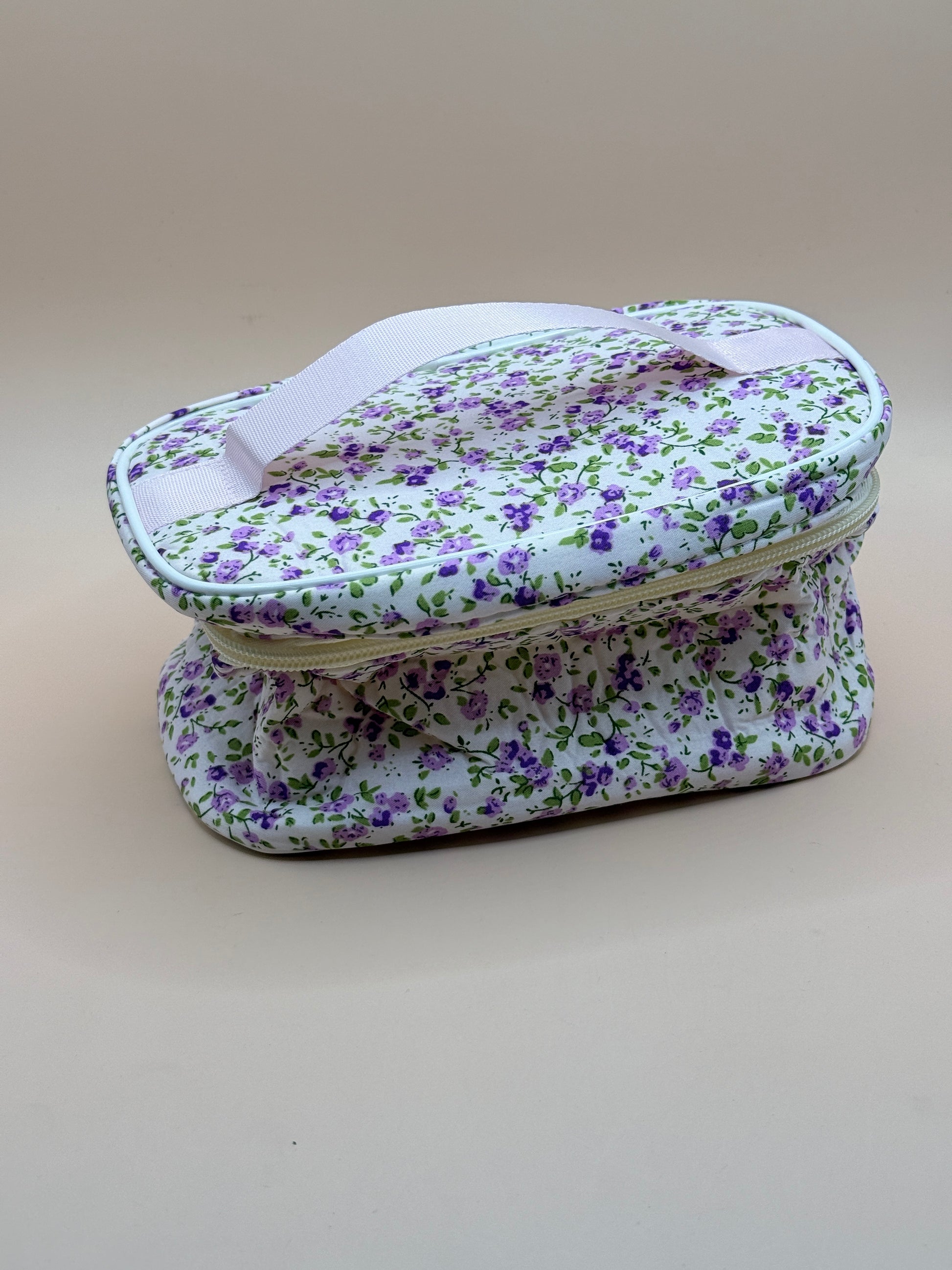 Purple Floral Zip Cosmetic & Toiletry Storage Bag
