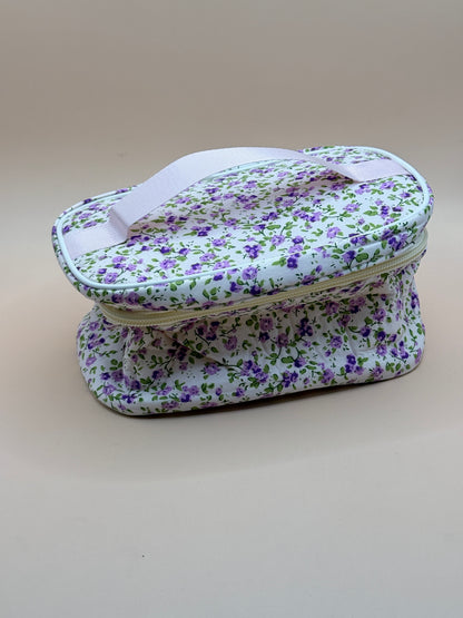 Purple Floral Zip Cosmetic & Toiletry Storage Bag