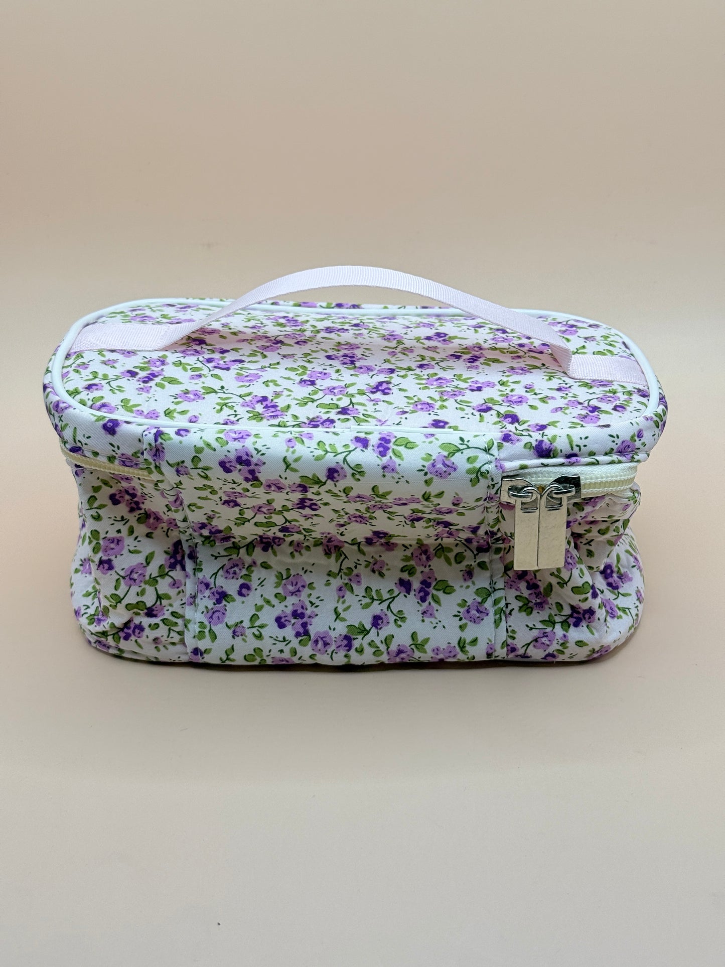 Purple Floral Zip Cosmetic & Toiletry Storage Bag