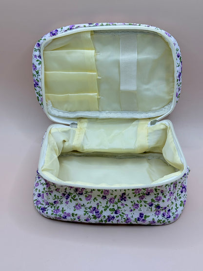 Purple Floral Zip Cosmetic & Toiletry Storage Bag