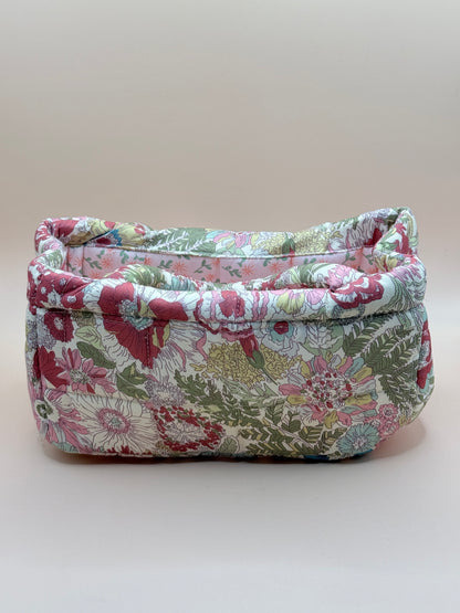 Floral Quilted Fabric Storage Caddy Organiser Basket