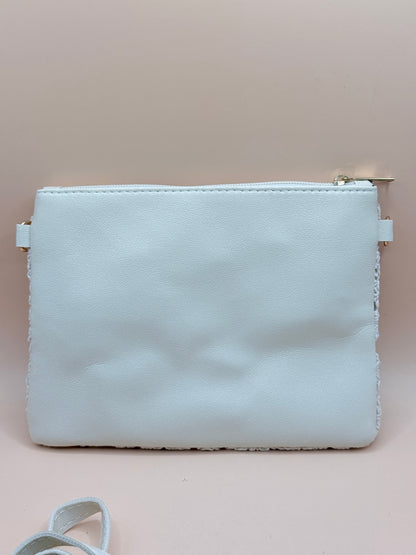 White Crochet Lace Clutch Bag With Detachable Strap