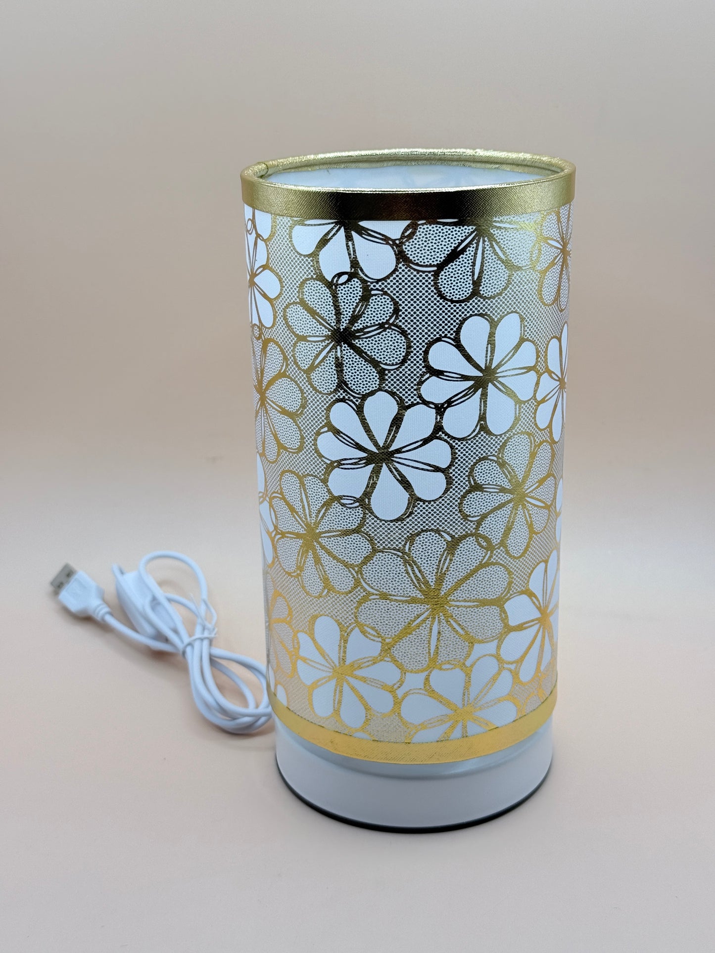 USB Floral Table Lamp With Gold Pattern