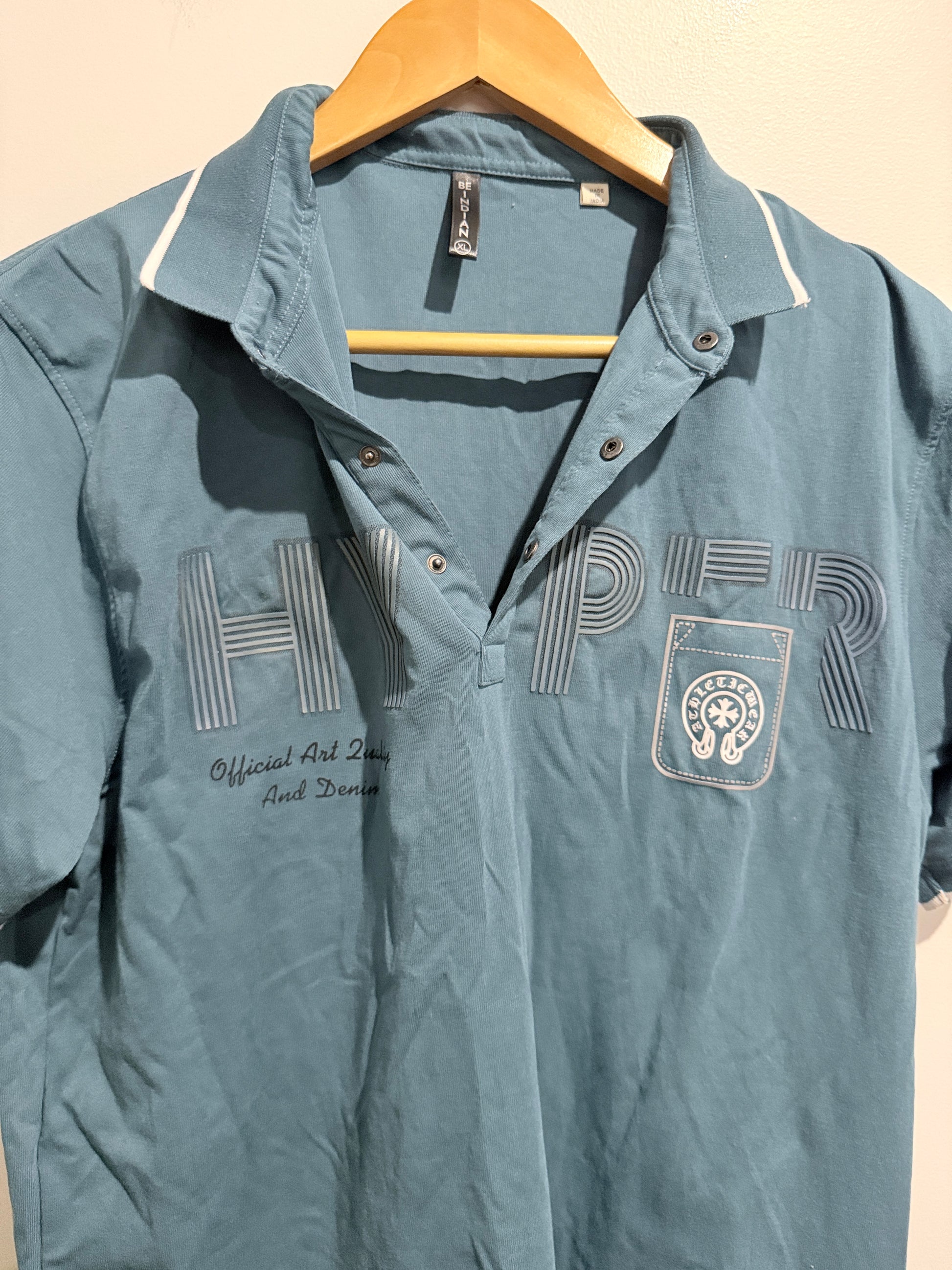 Be INDIAN Piqué Short-sleeve Polo Shirt Size XL | U/Arm to U/Arm 52cm