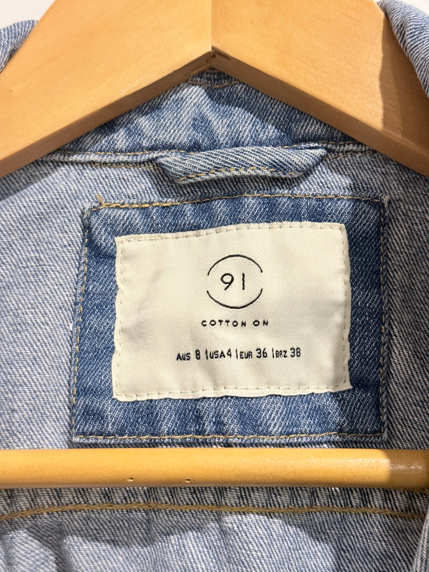Cotton:on Distressed Cropped Fit Denim Jacket Size 8