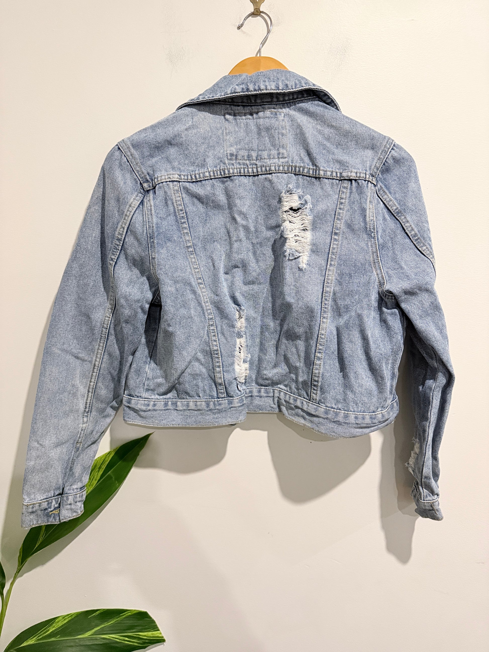 Cotton:on Distressed Cropped Fit Denim Jacket Size 8