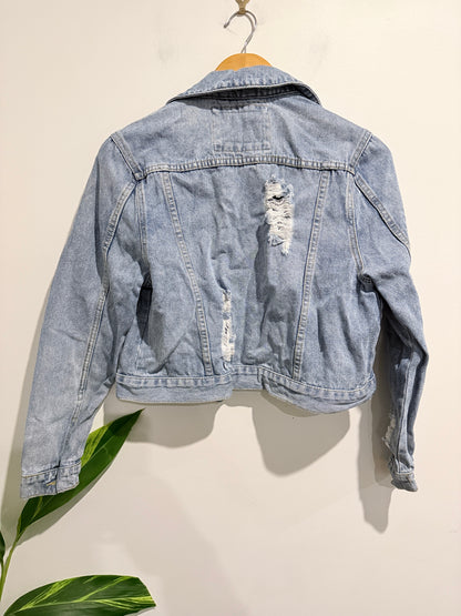 Cotton:on Distressed Cropped Fit Denim Jacket Size 8