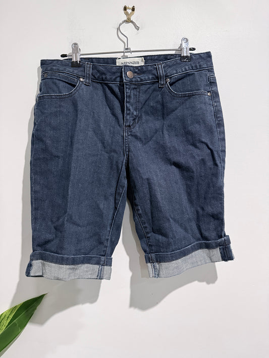 Sussan Denim Cuffed Dark Wash Denim Bermuda Shorts Size 10