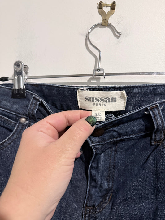 Sussan Denim Cuffed Dark Wash Denim Bermuda Shorts Size 10