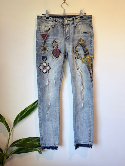 Dolce & Gabbana Light-wash Embellished Jeans Size 29 | Waist 78cm