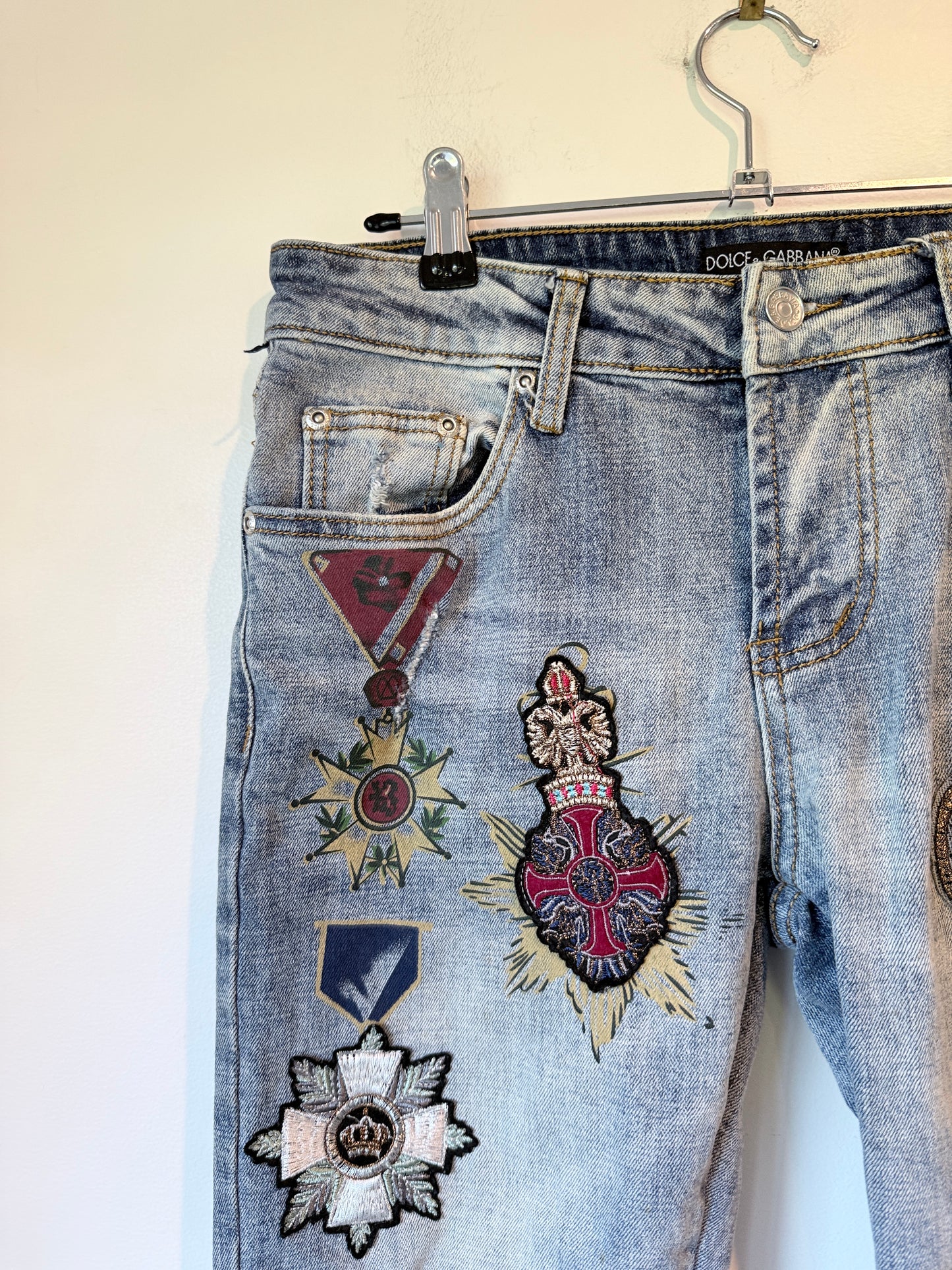 Dolce & Gabbana Light-wash Embellished Jeans Size 29 | Waist 78cm