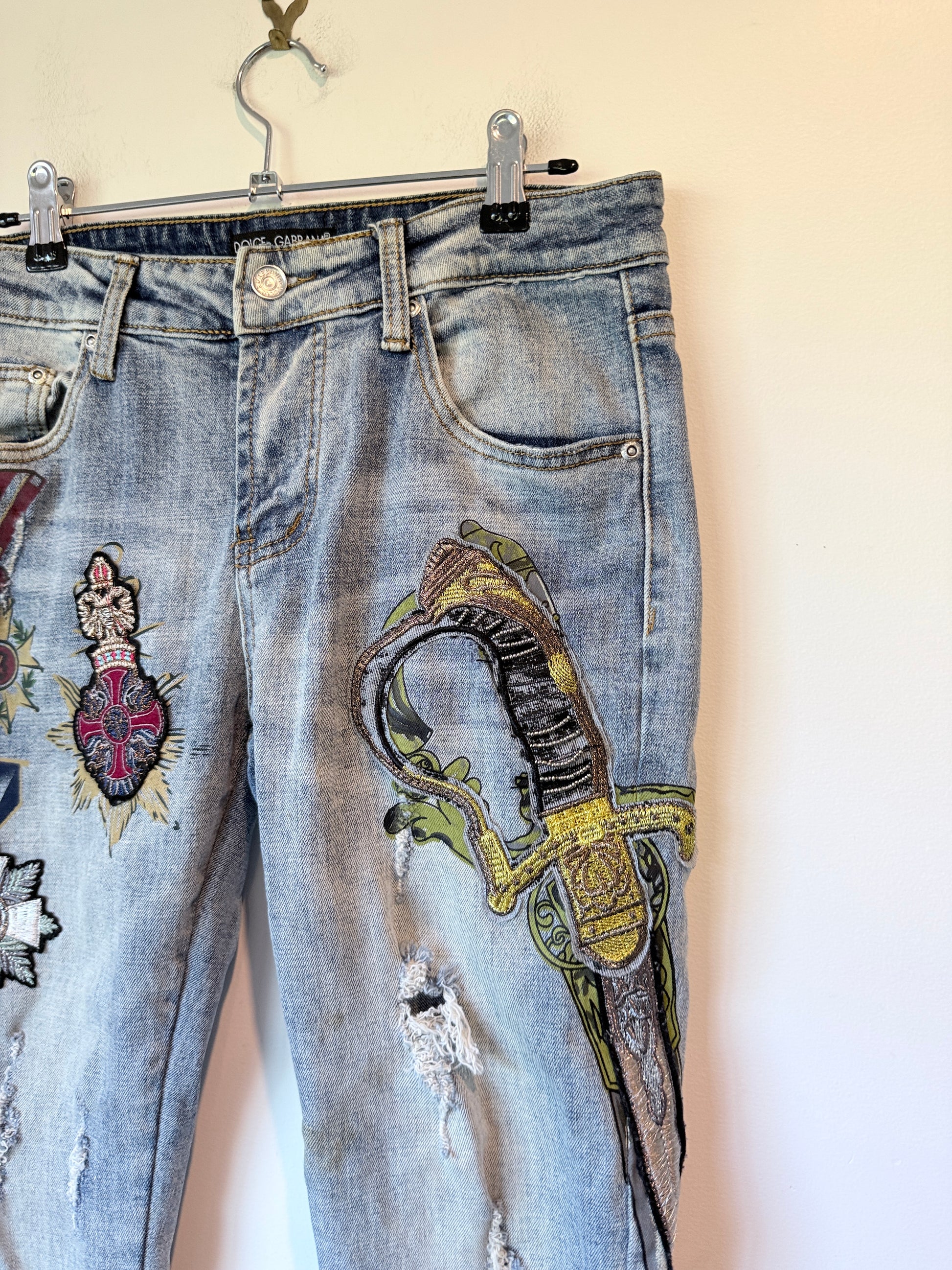 Dolce & Gabbana Light-wash Embellished Jeans Size 29 | Waist 78cm
