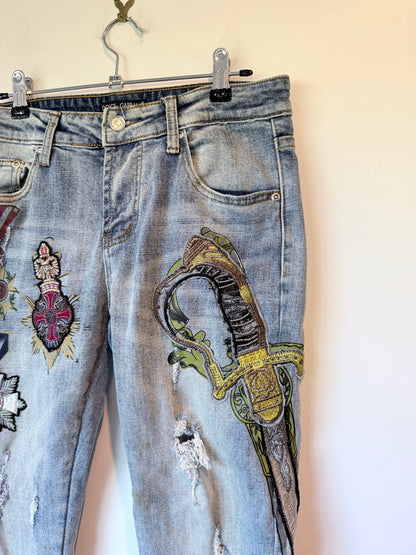 Dolce & Gabbana Light-wash Embellished Jeans Size 29 | Waist 78cm