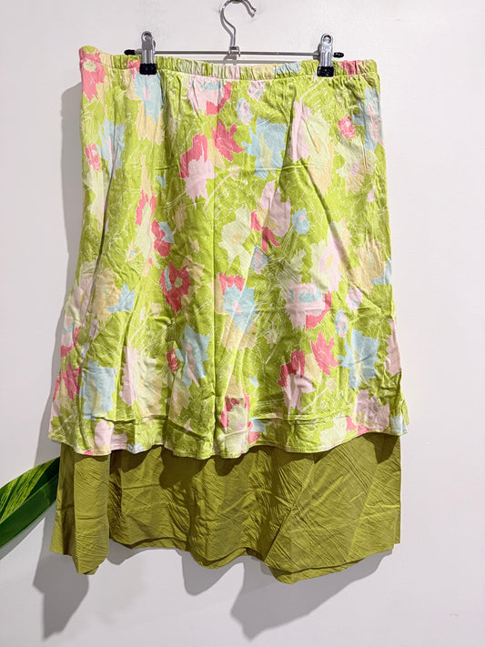 Fashion (NZ Made) Multi-colored Tiered Midi Skirt Size Waist 84cm