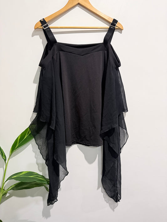 Brand Unknown Cold Shoulder Chiffon Top Size U/Arm to U/Arm 55cm