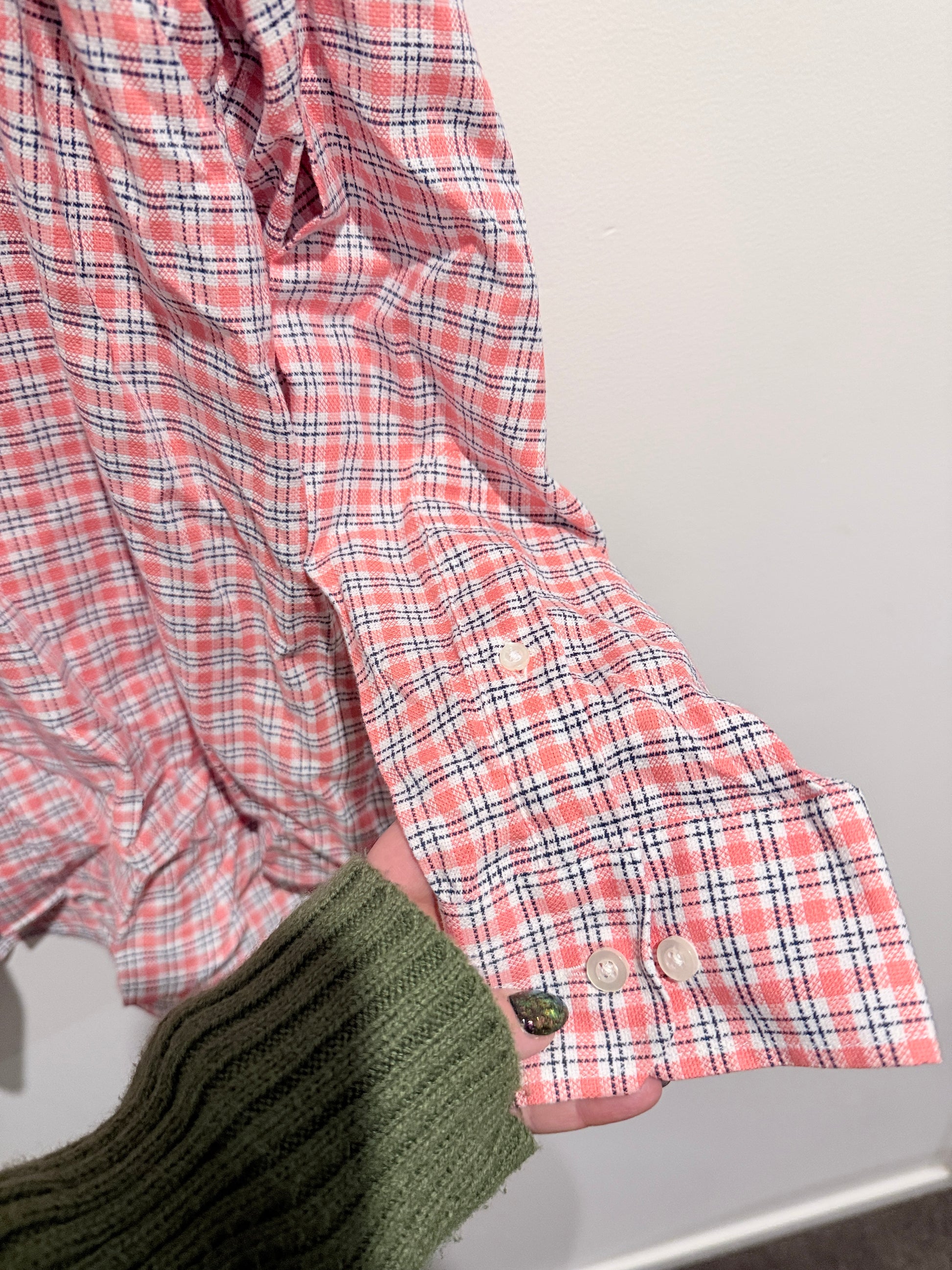Cambridge Checkered Long-sleeve Shirt Size U/Arm to U/Arm 65cm