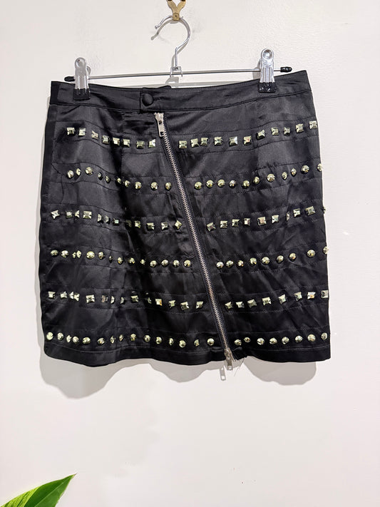 Krafty Black Punk Rock-style Mini Skirt Size S | Waist: 72cm