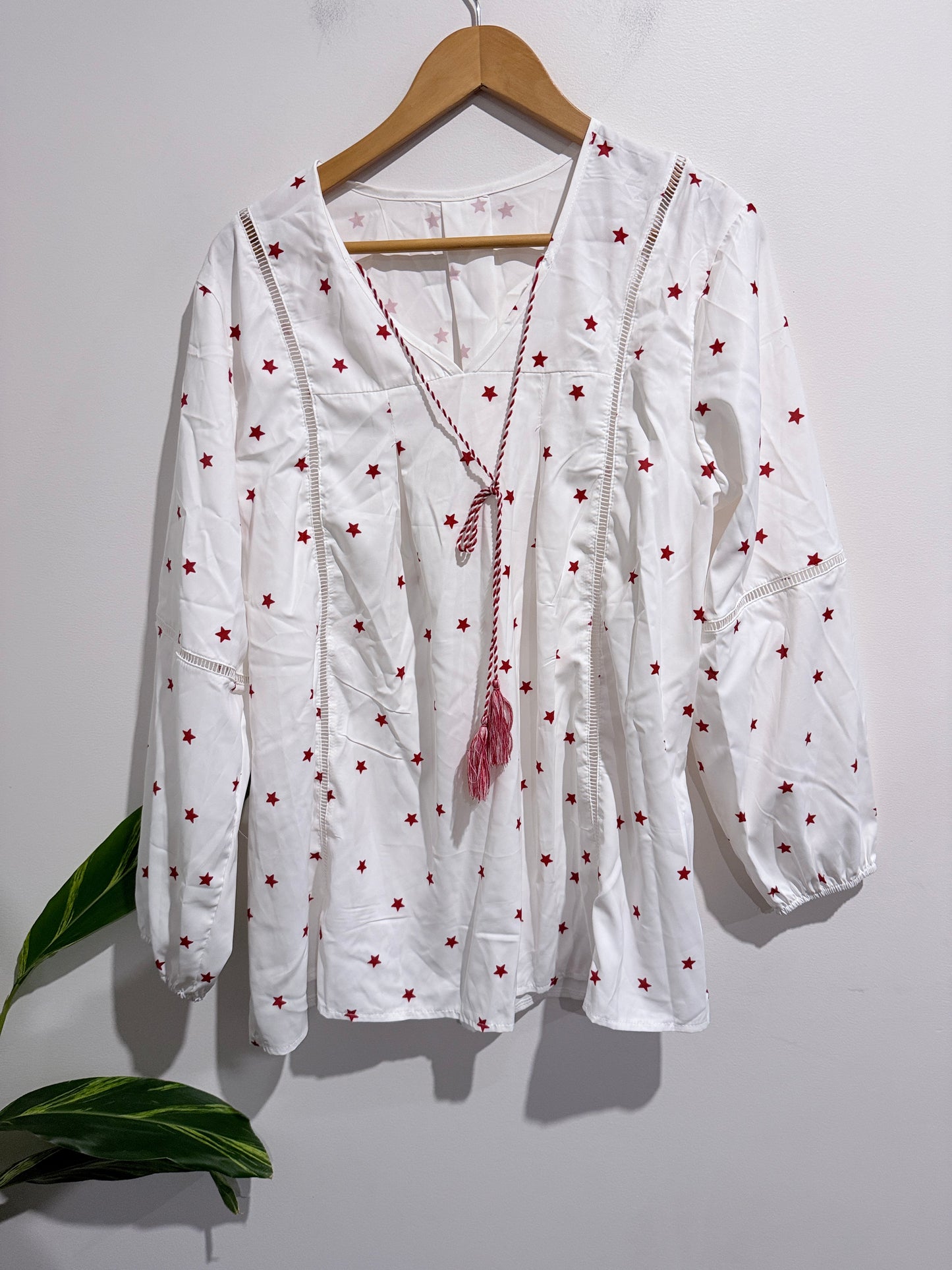 Brand Unknown Bohemian-style Embroidered Gauze Blouse Size 1XL | U/Arm to U/Arm 60cm