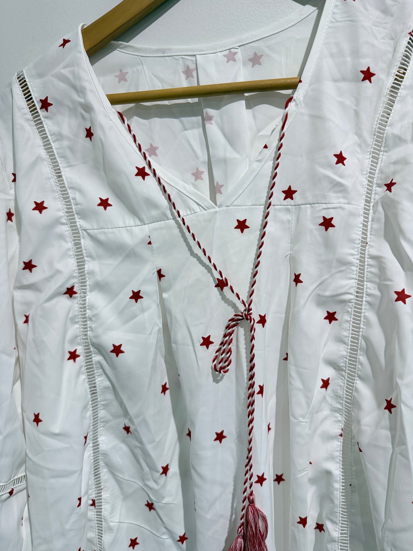 Brand Unknown Bohemian-style Embroidered Gauze Blouse Size 1XL | U/Arm to U/Arm 60cm