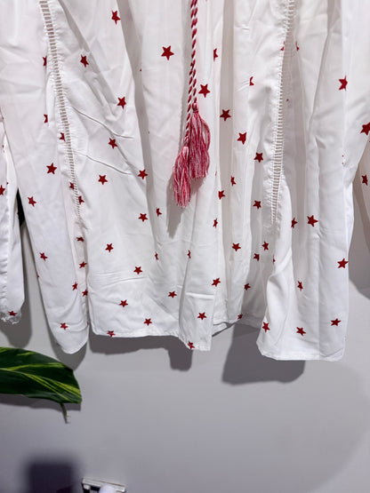 Brand Unknown Bohemian-style Embroidered Gauze Blouse Size 1XL | U/Arm to U/Arm 60cm