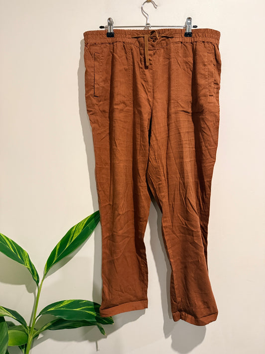 Sportscraft Rust Brown Linen Pants Size M