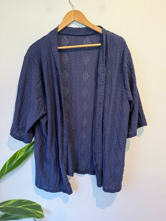 Brand Unknown Textured Short-sleeved Open Cardigan Size 5XL | U/Arm to U/Arm 69cm