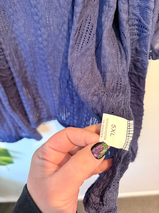 Brand Unknown Textured Short-sleeved Open Cardigan Size 5XL | U/Arm to U/Arm 69cm