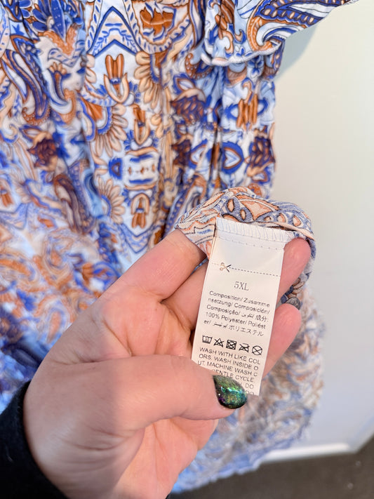 Brand Unknown Bohemian-style Printed Shift Dress Size 5XL | U/Arm to U/Arm 61cm