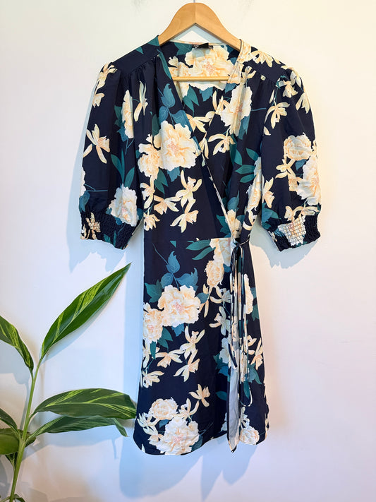 City Chic Floral Wrap Midi Dress Size S/16