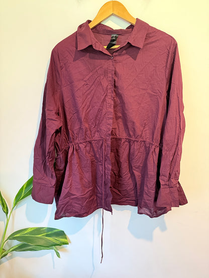 H & H Long-sleeve Button-down Shirt Tunic Size 18