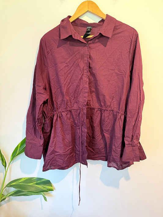 H & H Long-sleeve Button-down Shirt Tunic Size 18