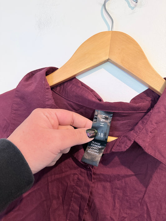 H & H Long-sleeve Button-down Shirt Tunic Size 18